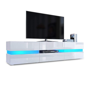 Meuble TV haute brillance avec lumière LED blanc